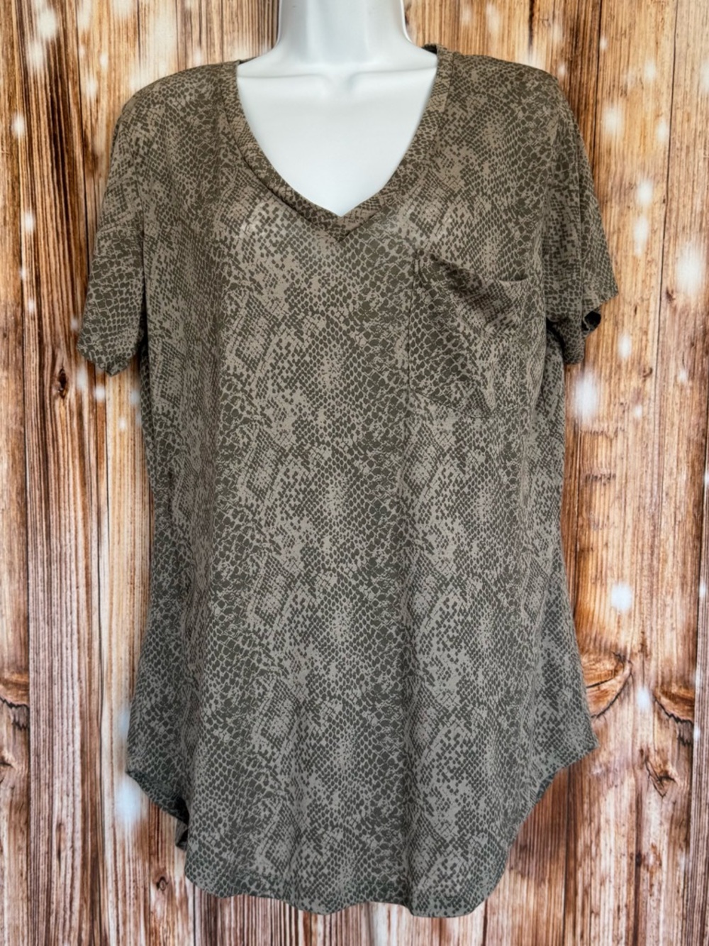Another Love Snakeskin Print S/S Pocket Tee